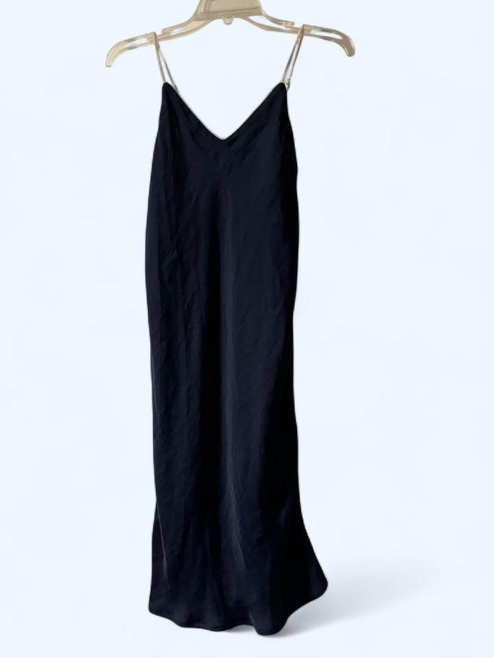 Satin Navy Slip Dress with Spaghetti Straps